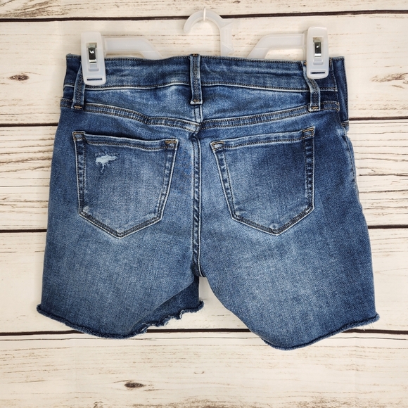 Isabel Maternity Denim Midi Short Distressed Shorts Size 00 - Picture 6 of 10